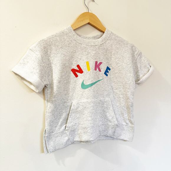 Girls Nike Cropped Short Sleeve Sweatshirt Sz L - Picture 6 of 7